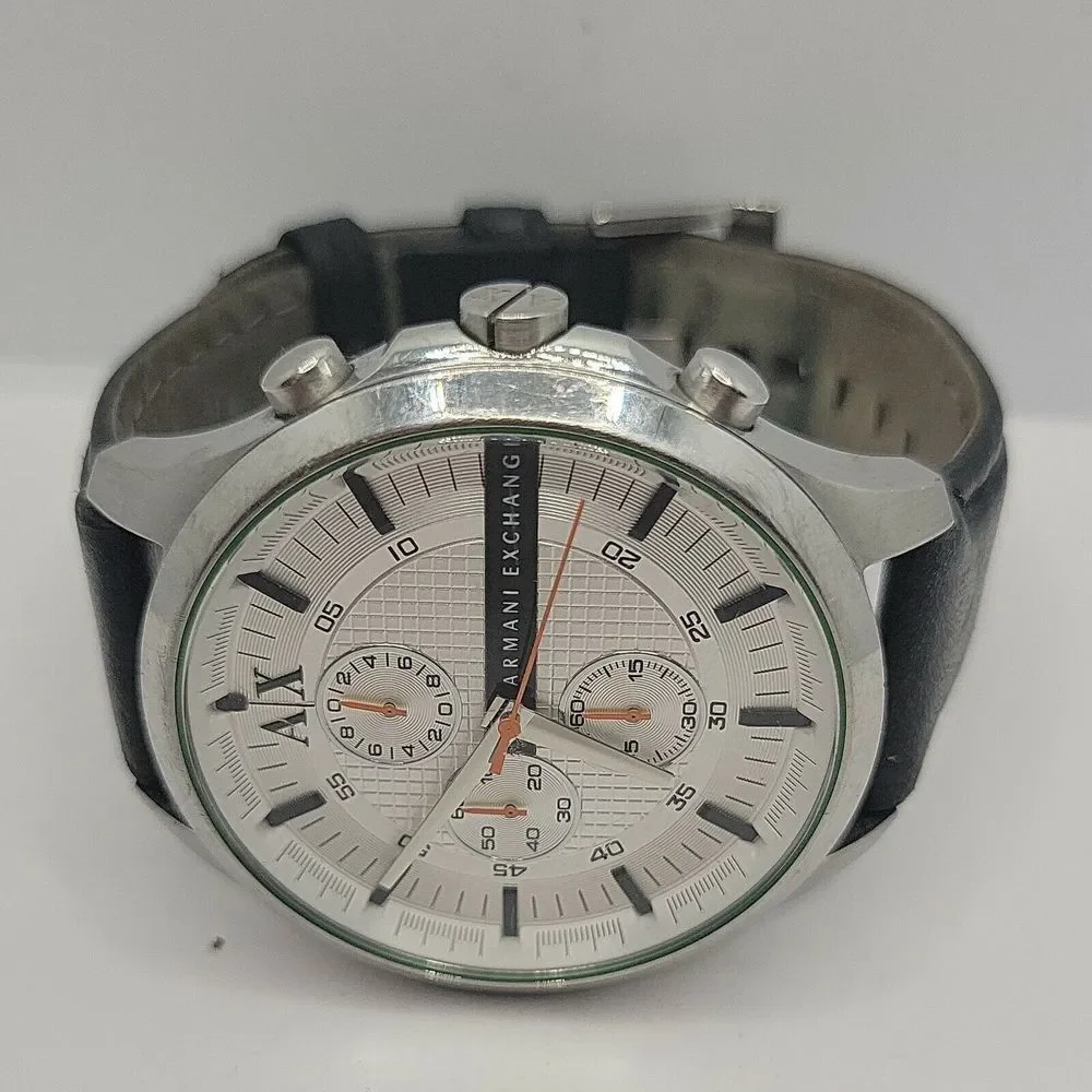 Armani Exchange AX2165 Men's Black Leather Analog Dial Quartz Wrist Watch BC607